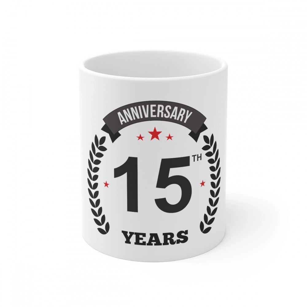 Ceramic 15th Anniversary Printed Coffee Mug