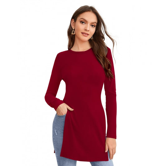 Women's Western Wear Hosiery T Shirts — Maroon · on_L