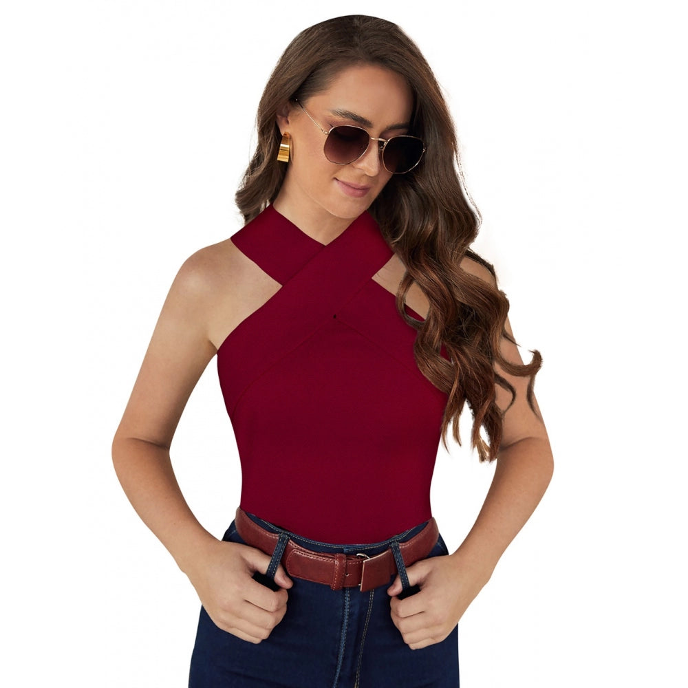 Women's Western Wear Hosiery T Shirts — Maroon · on_L