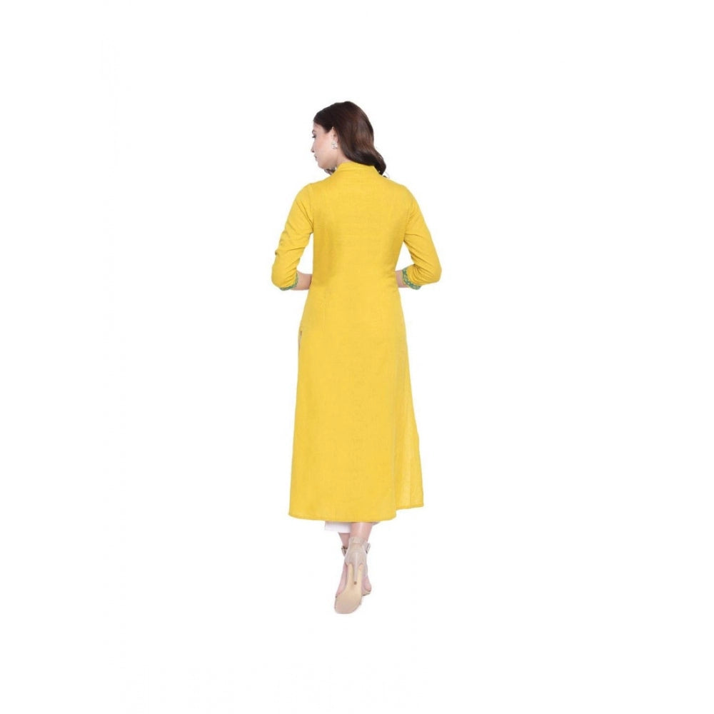 Women's Khadi Embroidered Kurti — Yellow
