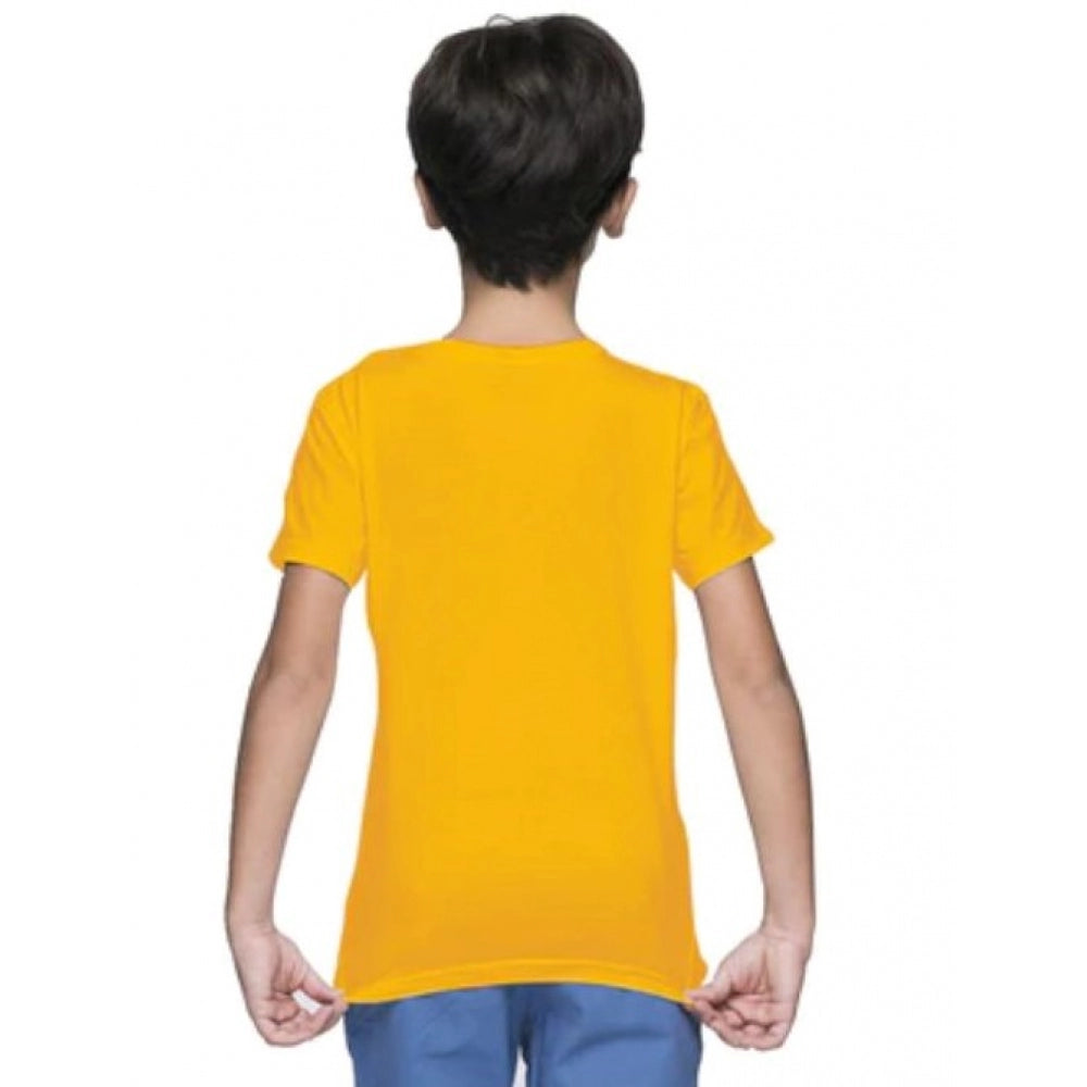 Boys Cotton Plain Half Sleeve Tshirt — Yellow