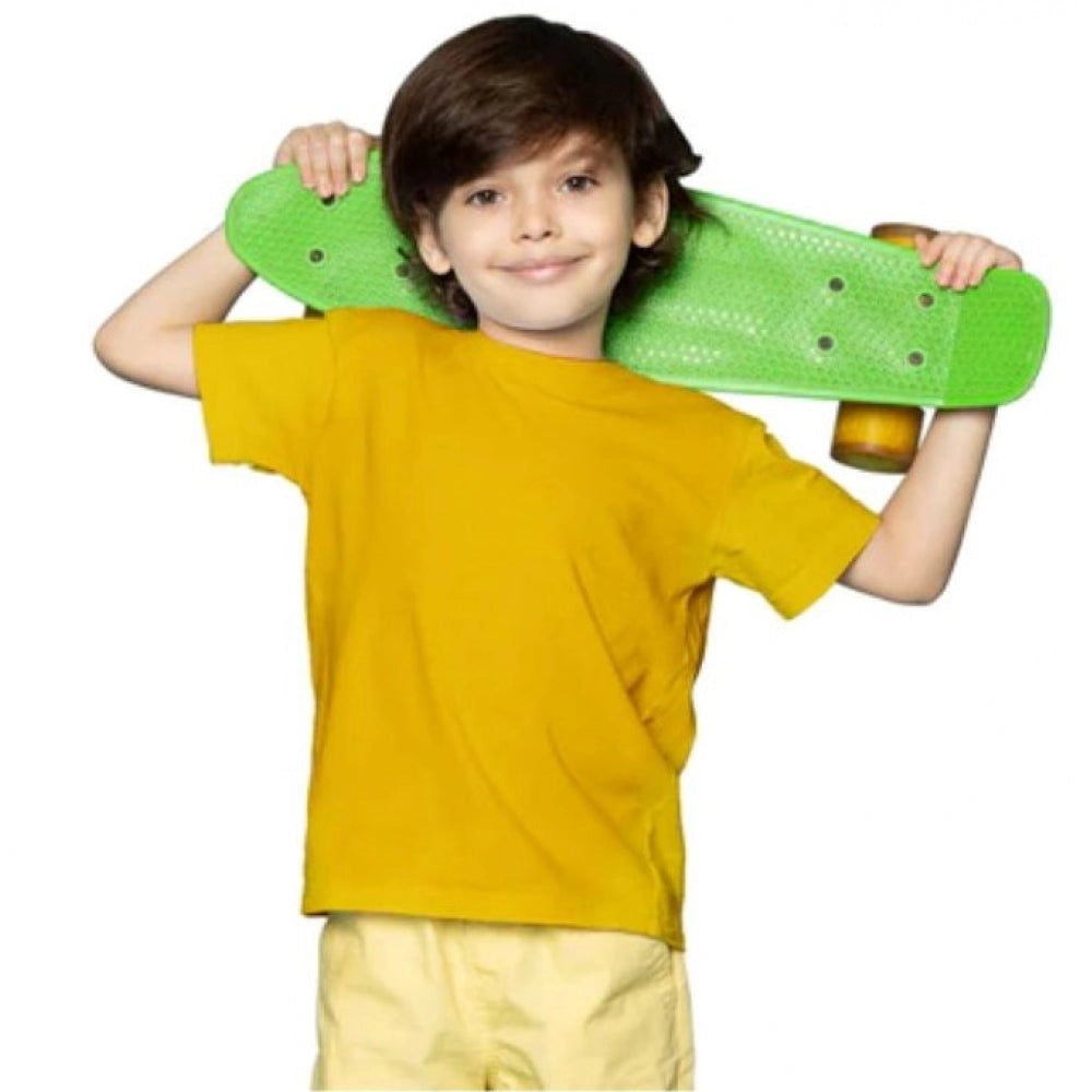 Boys Cotton Plain Half Sleeve Tshirt — Yellow