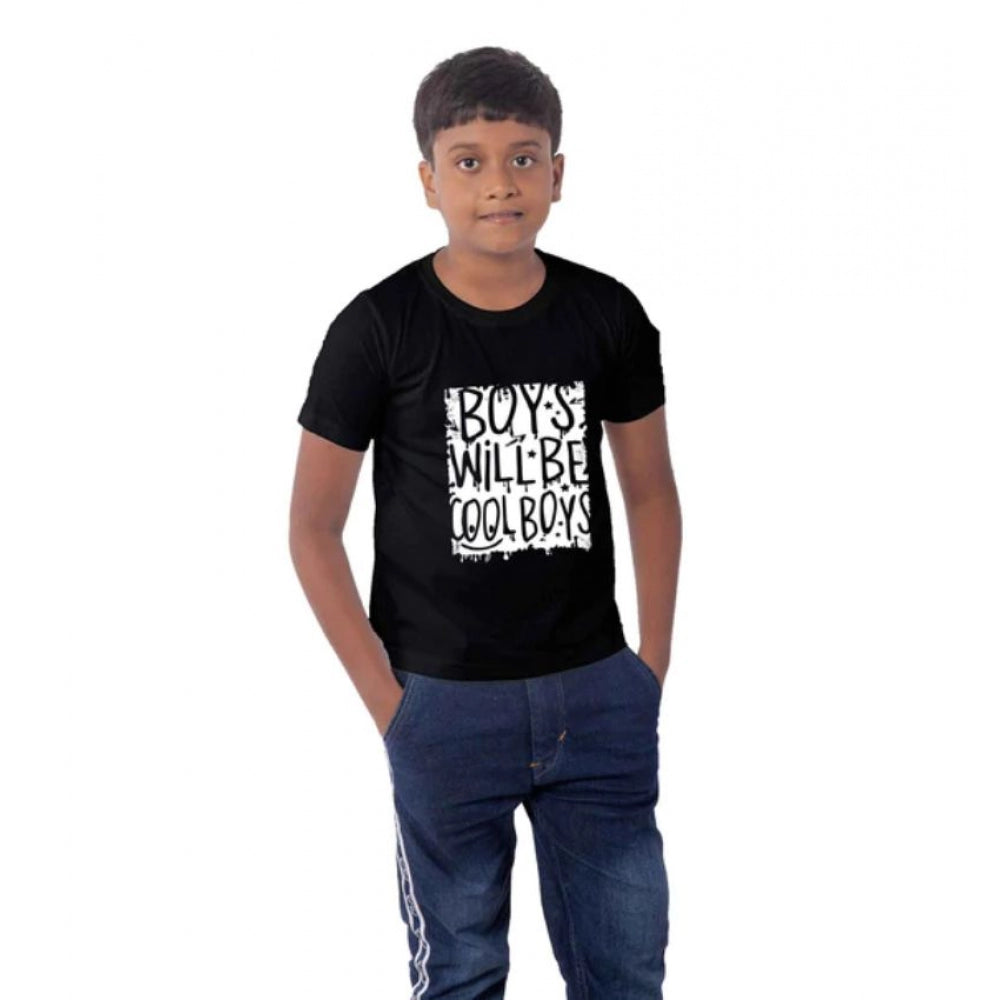 Boys Cotton Will Be Cool Half Sleeve Tshirt — Black