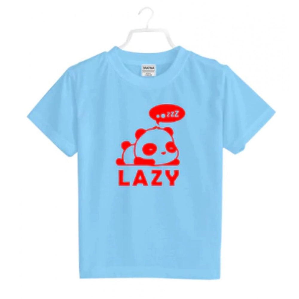 Boys Cotton Lazy Half Sleeve Tshirt — Sky Blue