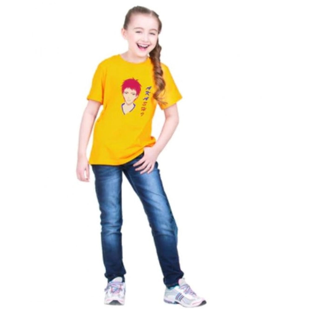 Girls Cotton Akashi Half Sleeve Tshirt — Yellow