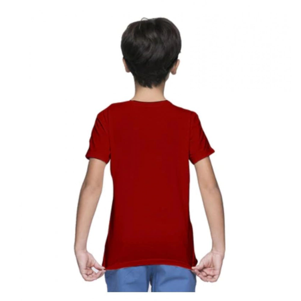 Boys Cotton Plain Half Sleeve Tshirt — Maroon