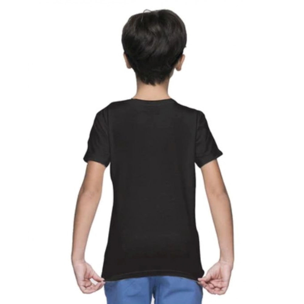 Boys Cotton Plain Half Sleeve Tshirt — Black