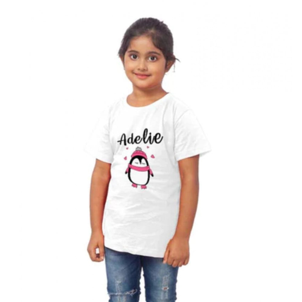 Girls Cotton Adelie Half Sleeve Tshirt — White