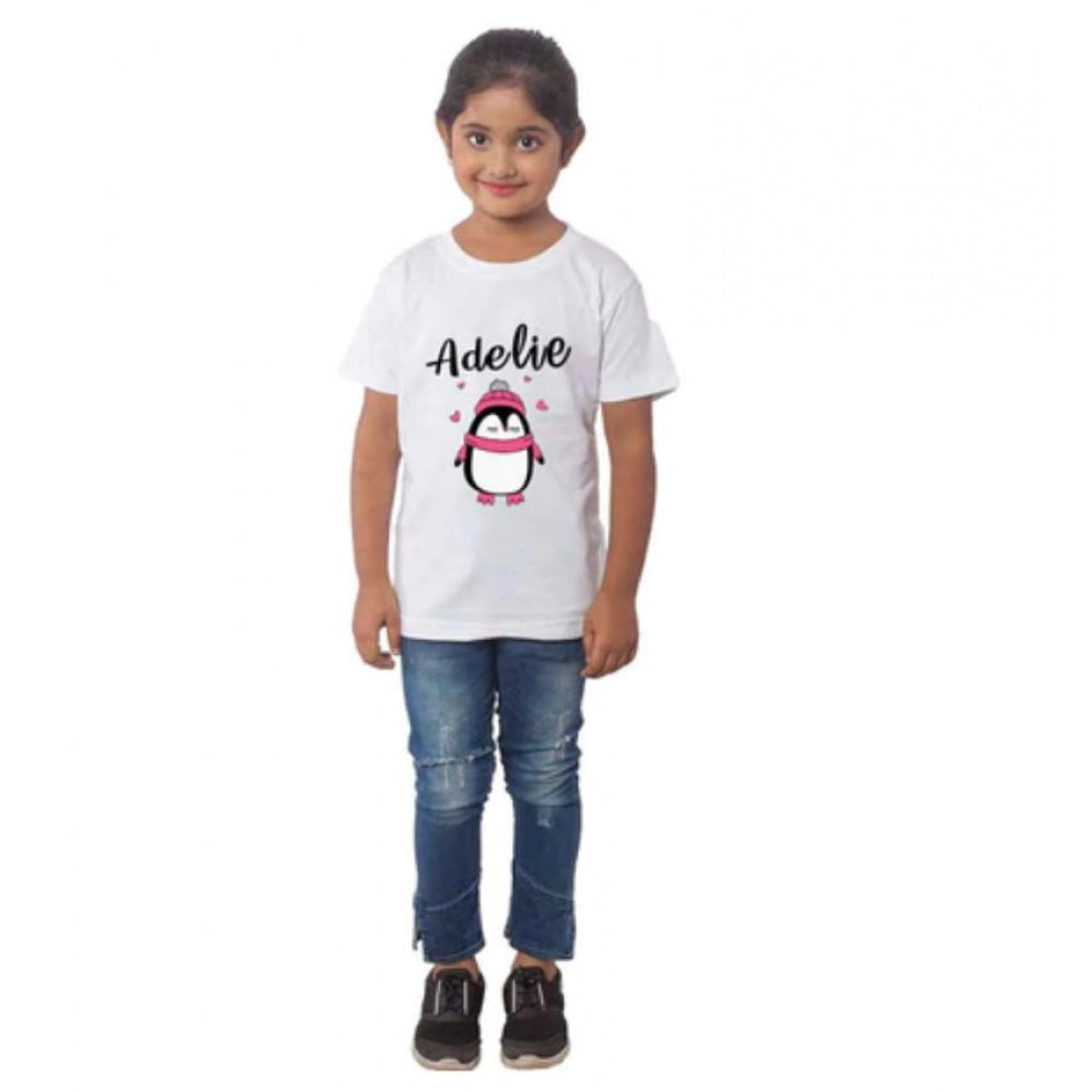 Girls Cotton Adelie Half Sleeve Tshirt — White