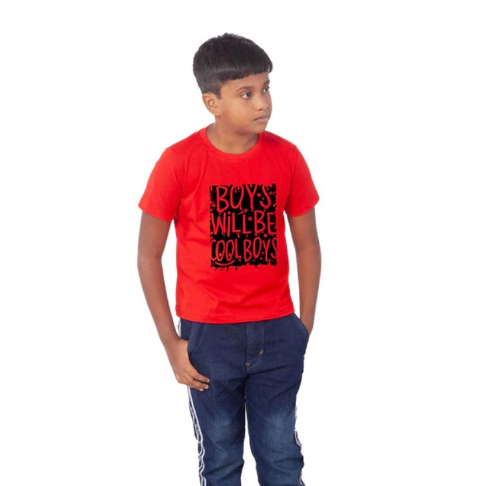 Boys Cotton Will Be Cool Half Sleeve Tshirt — Red