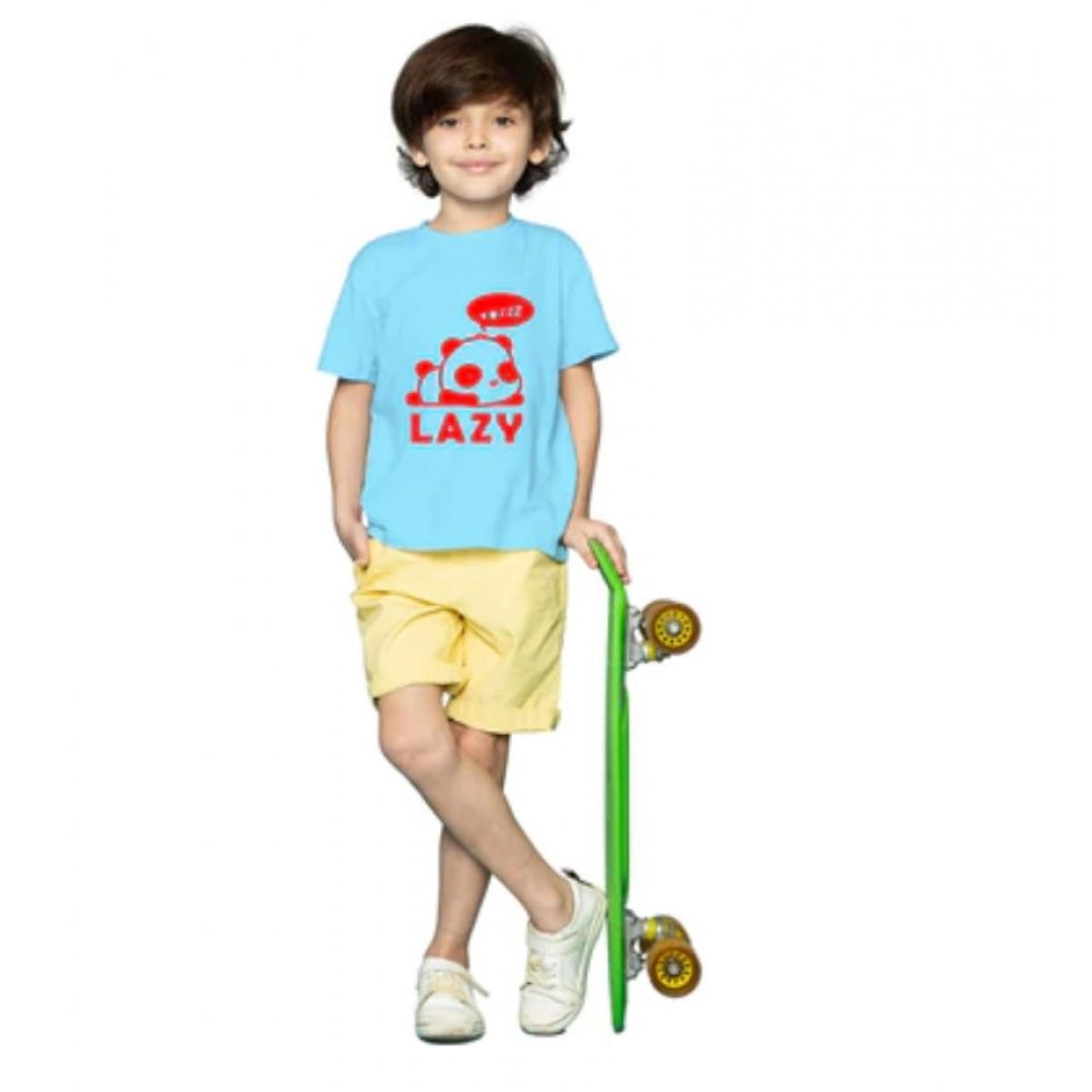 Boys Cotton Lazy Half Sleeve Tshirt — Sky Blue