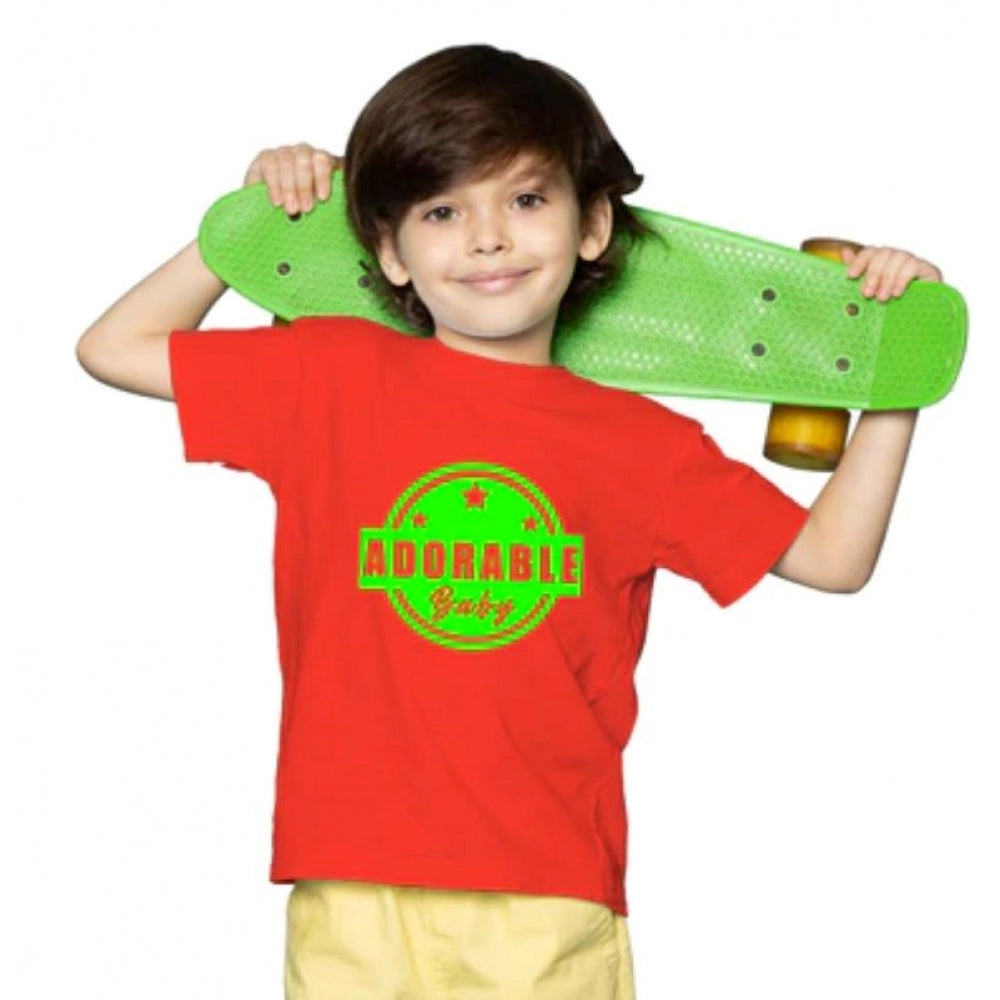 Boys Cotton Adorable Baby Half Sleeve Tshirt — Red