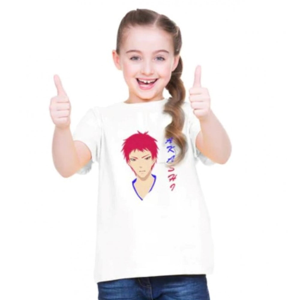 Girls Cotton Akashi Half Sleeve Tshirt — White