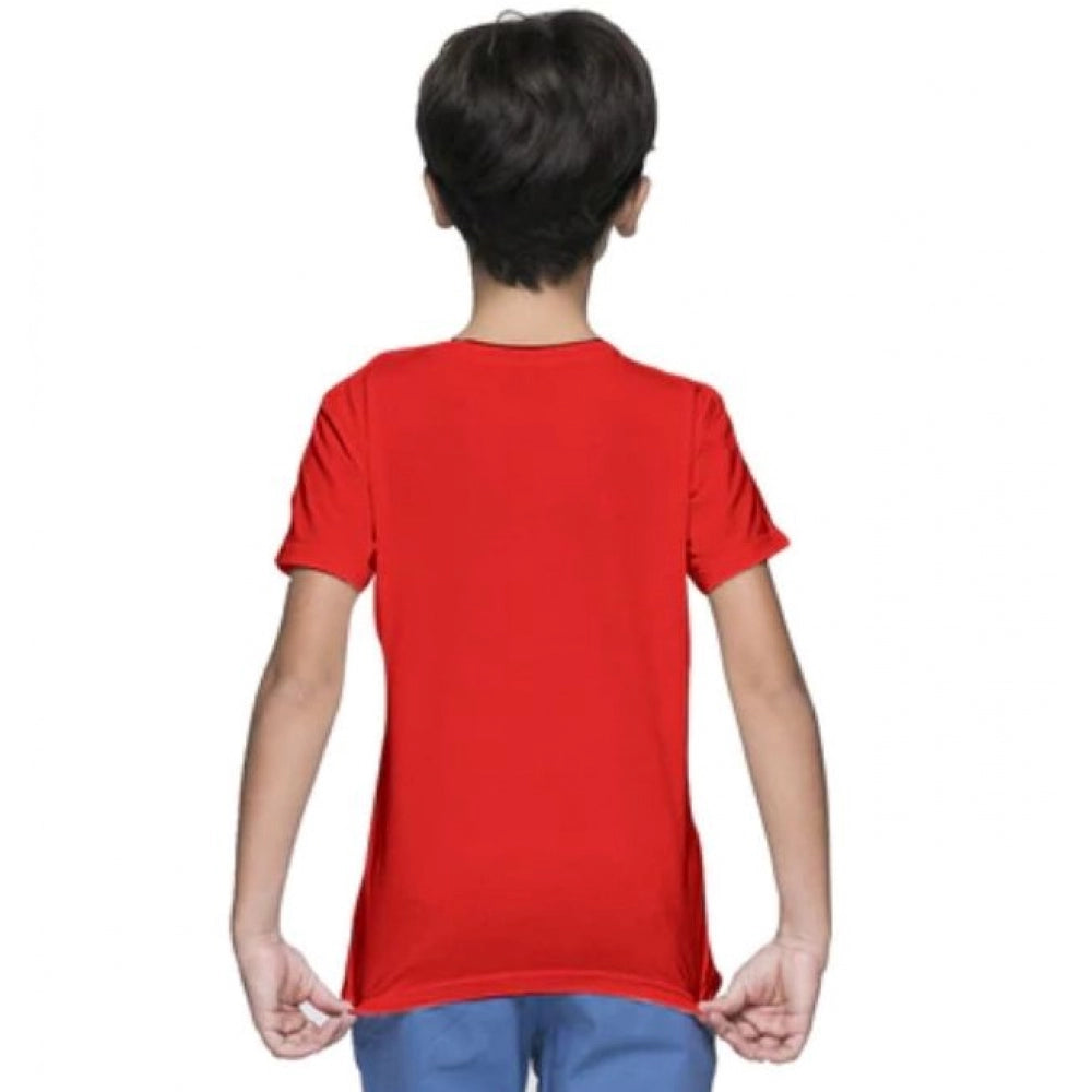 Boys Cotton Plain Half Sleeve Tshirt — Red