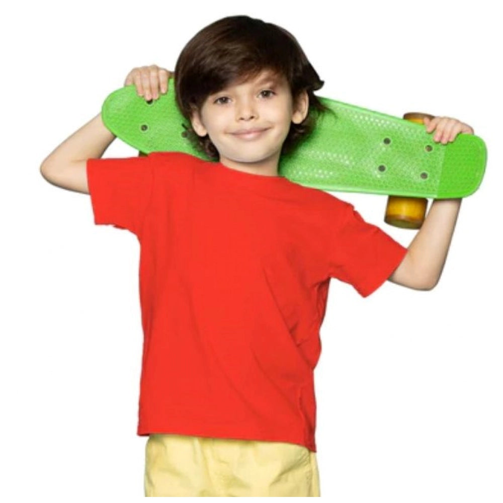 Boys Cotton Plain Half Sleeve Tshirt — Red