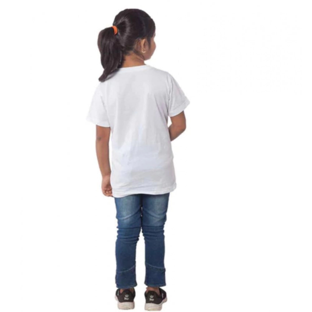 Girls Cotton Adelie Half Sleeve Tshirt — White