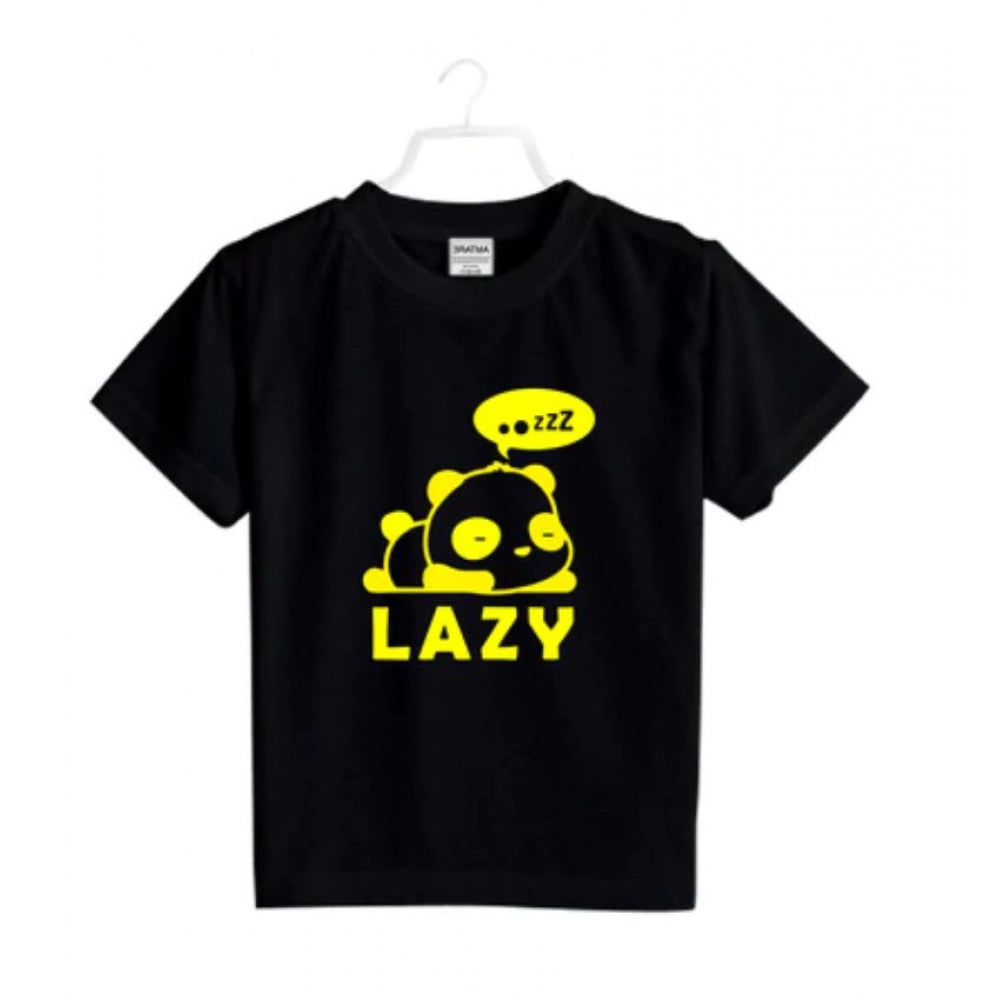 Boys Cotton Lazy Half Sleeve Tshirt — Black