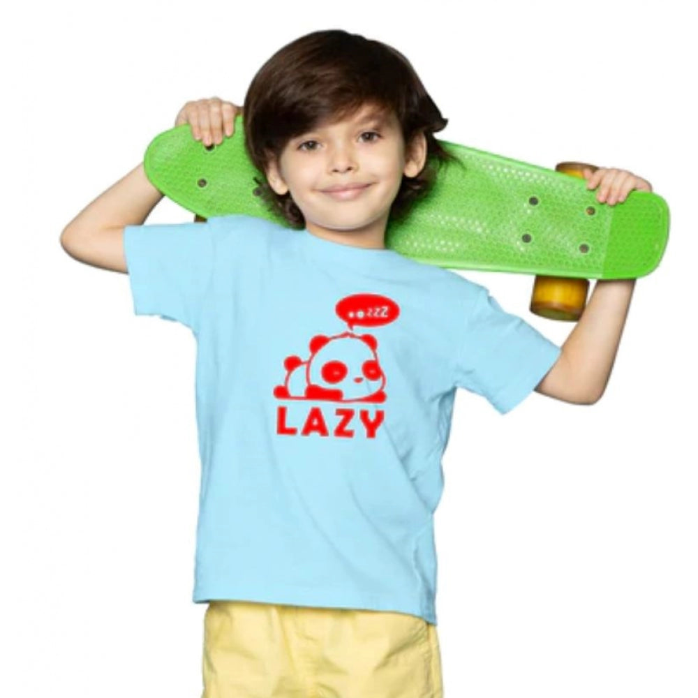 Boys Cotton Lazy Half Sleeve Tshirt — Sky Blue