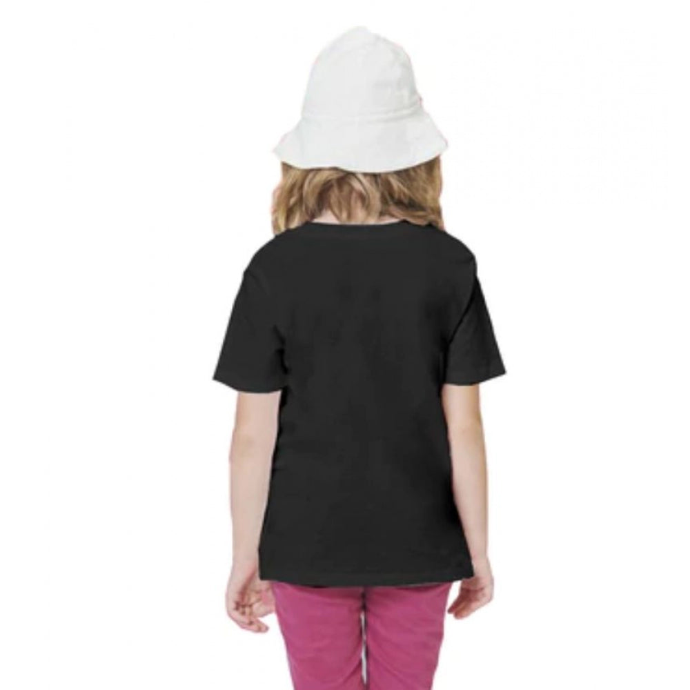 Girls Cotton Baby Shark Half Sleeve Tshirt — Black