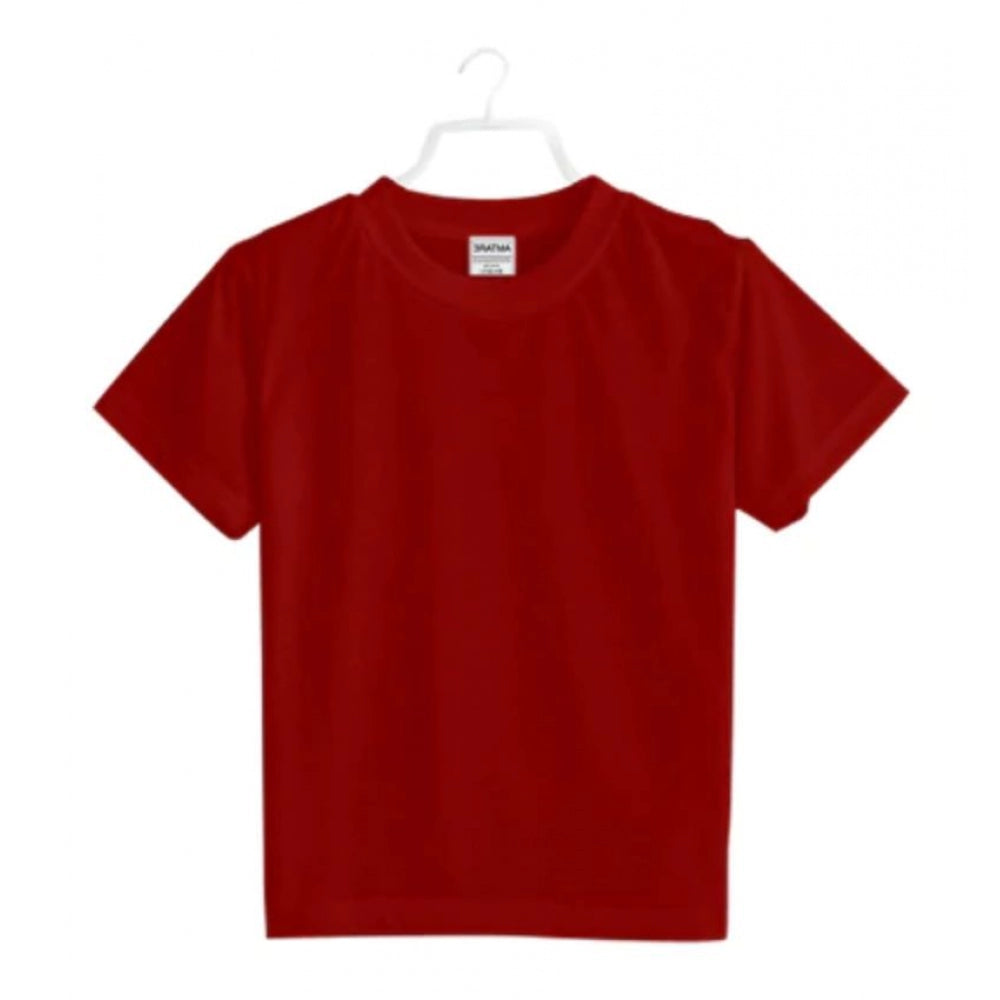 Boys Cotton Plain Half Sleeve Tshirt — Maroon