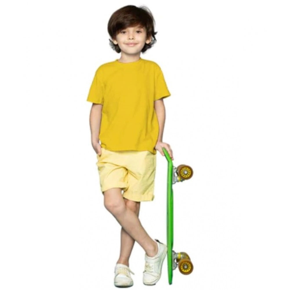Boys Cotton Plain Half Sleeve Tshirt — Yellow
