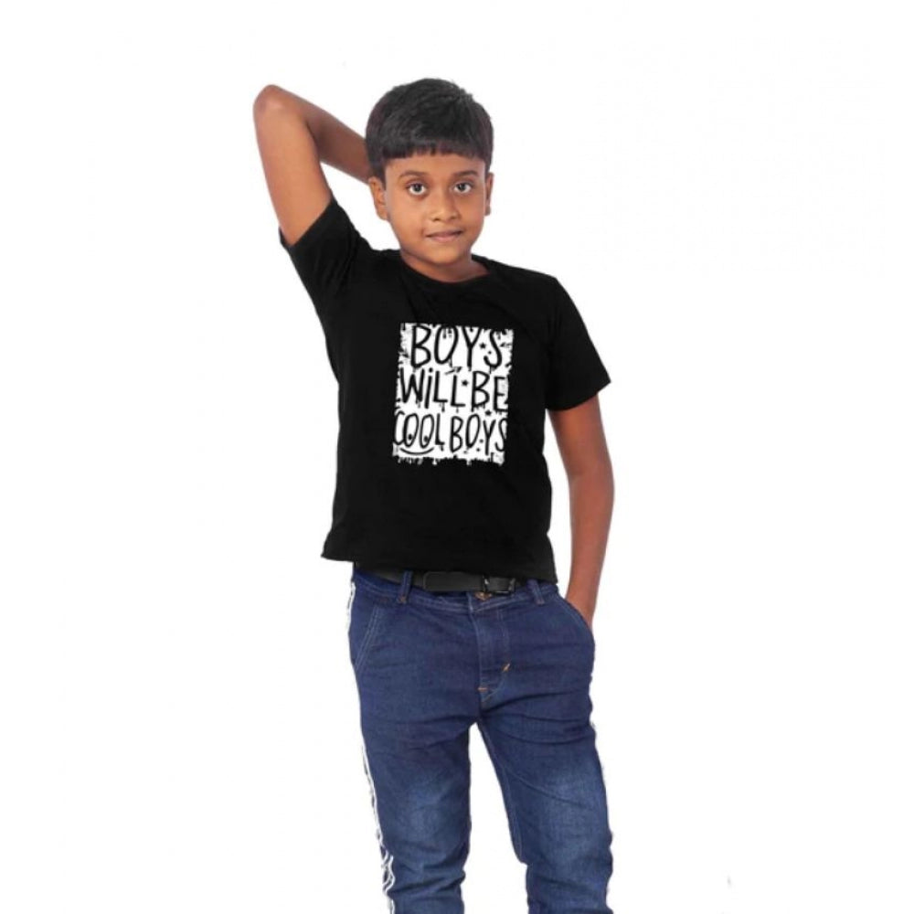 Boys Cotton Will Be Cool Half Sleeve Tshirt — Black