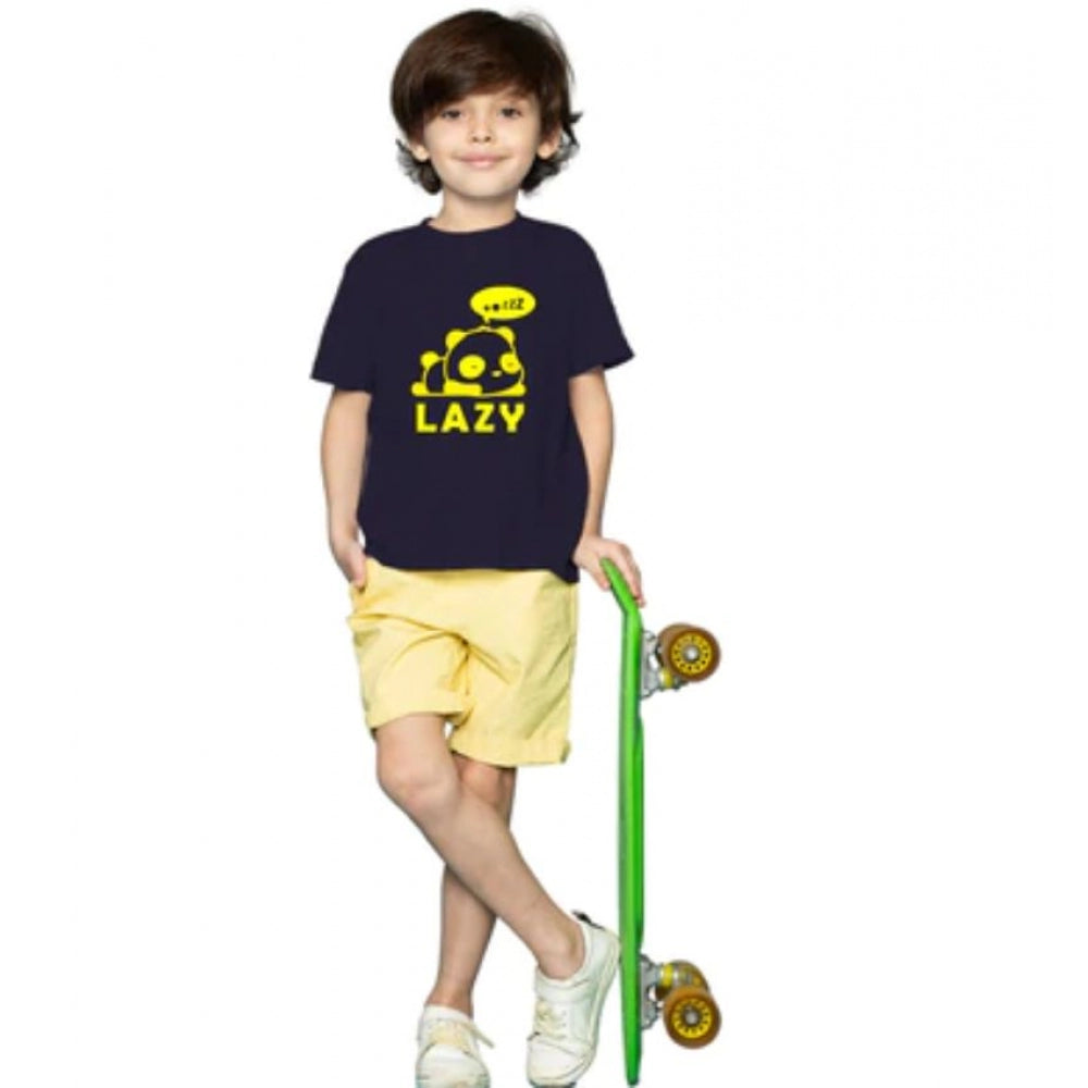 Boys Cotton Lazy Half Sleeve Tshirt — Black
