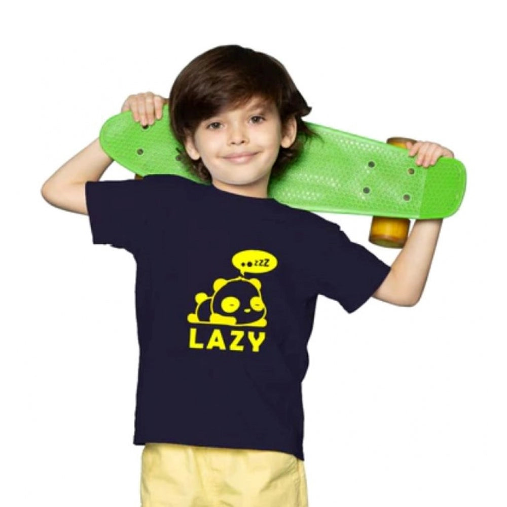 Boys Cotton Lazy Half Sleeve Tshirt — Black