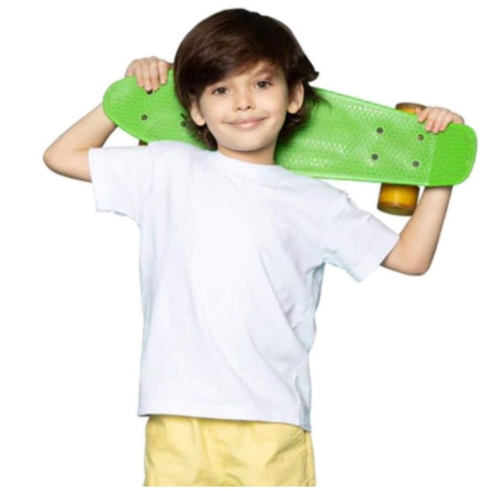 Boys Cotton Plain Half Sleeve Tshirt — White
