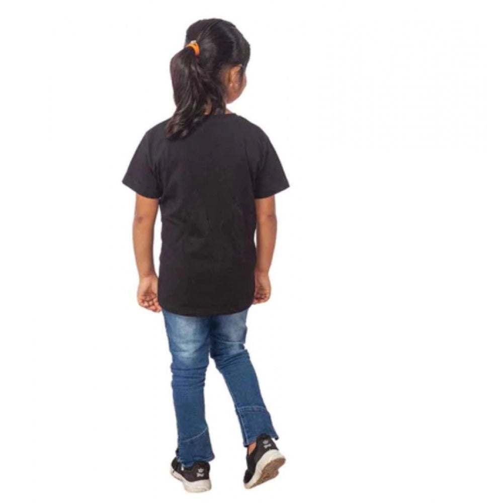 Girls Cotton Tribal Half Sleeve Tshirt — Black