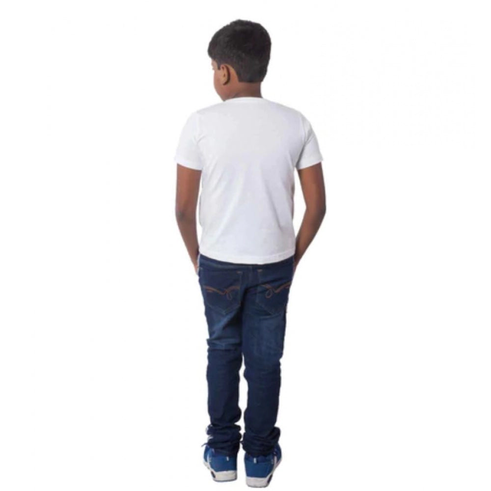 Boys Cotton Off Road Adventure Half Sleeve Tshirt — White