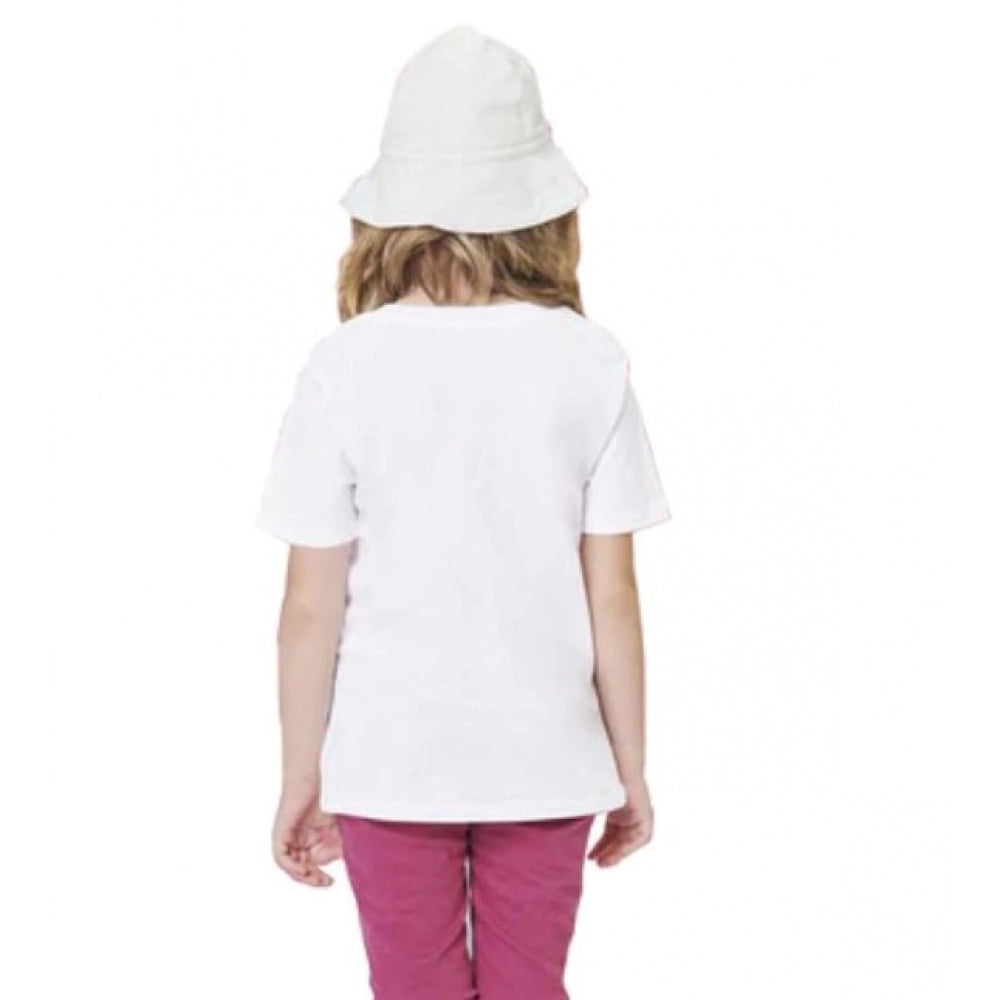 Girls Cotton Akashi Half Sleeve Tshirt — White
