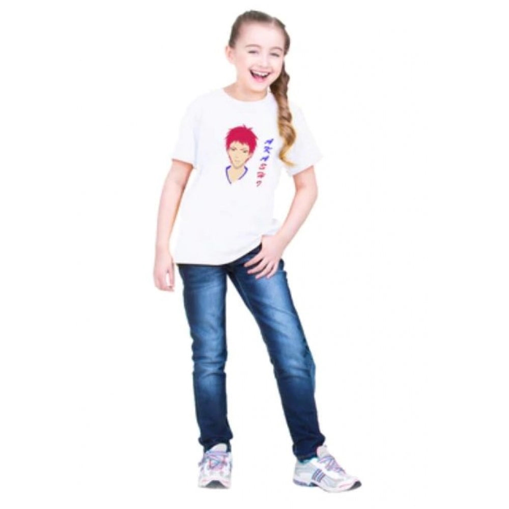 Girls Cotton Akashi Half Sleeve Tshirt — White