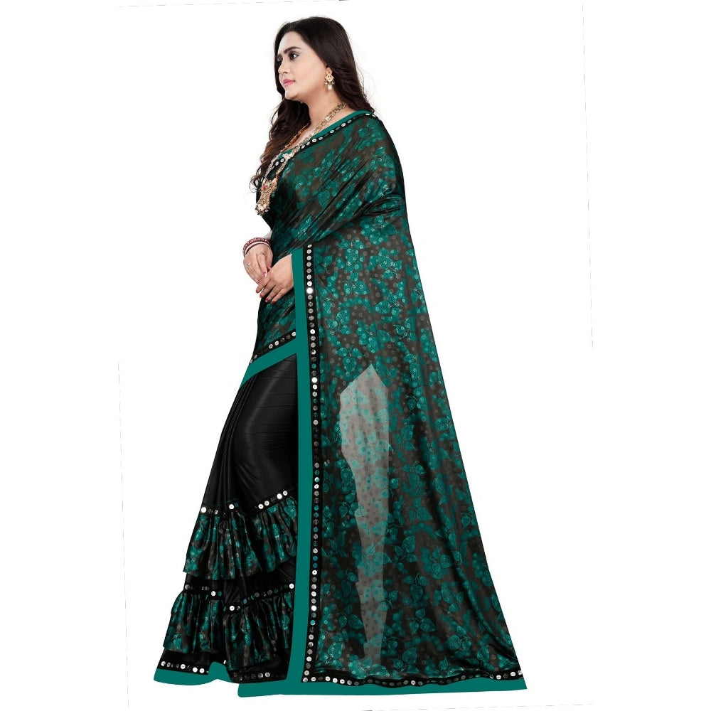 Women's Lycra Blend Saree — Green · reen