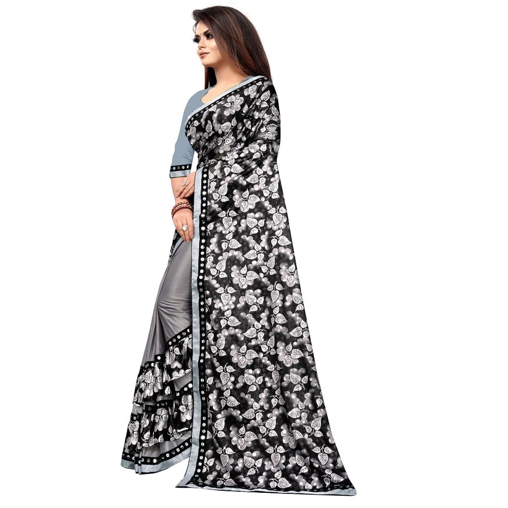 Women's Lycra Blend Saree — Grey