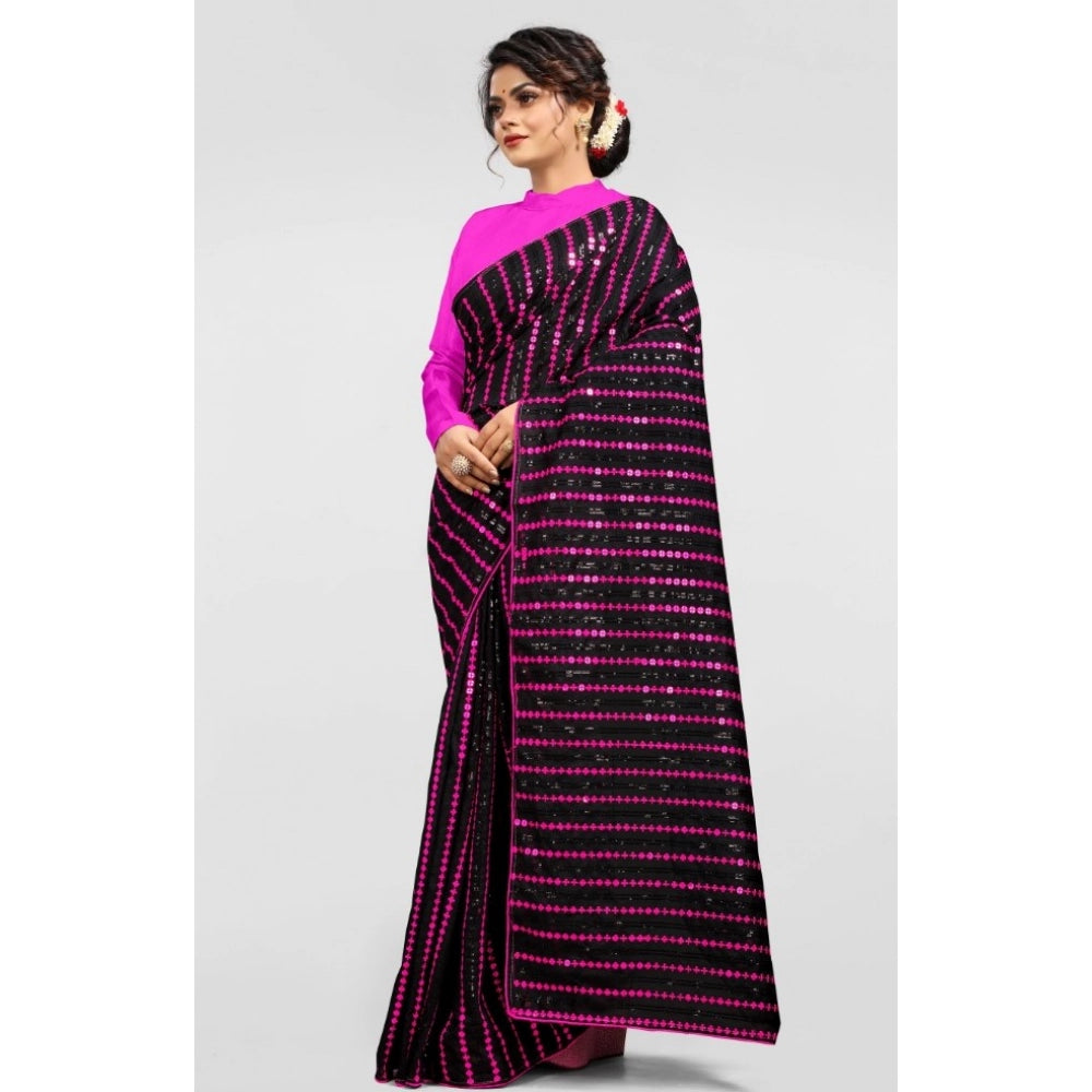 Women's Vichitra Saree — Pink · Pink