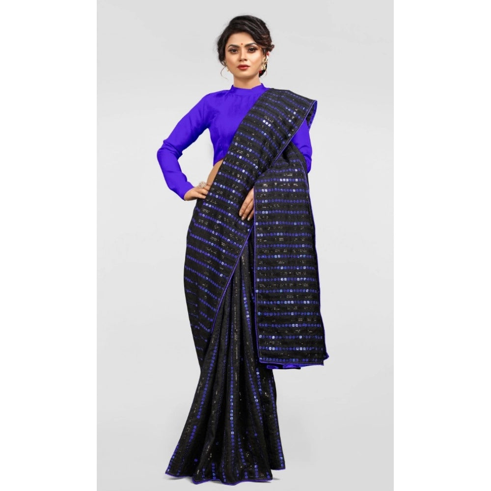Women's Vichitra Saree — Blue