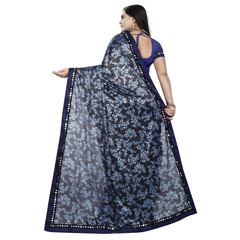 Women's Lycra Blend Saree — Blue · Blue