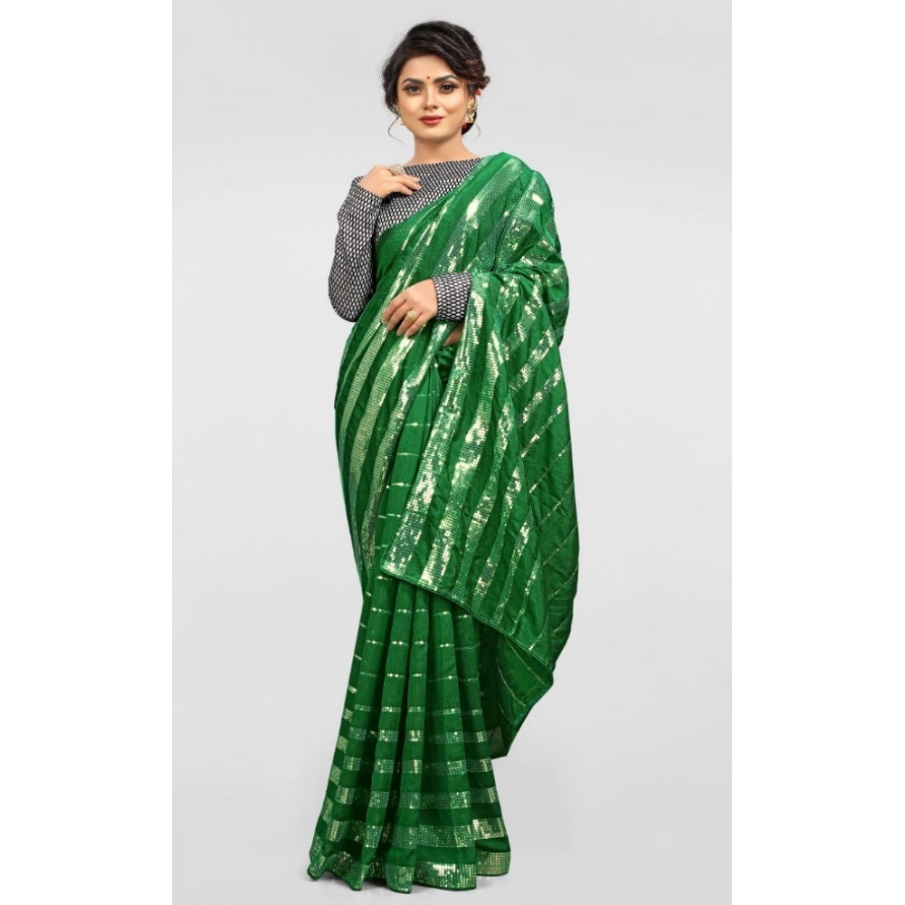 Women's Vichitra Saree — Green