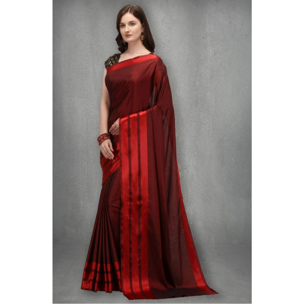 Women's Satin Silk Saree — Red · _Red