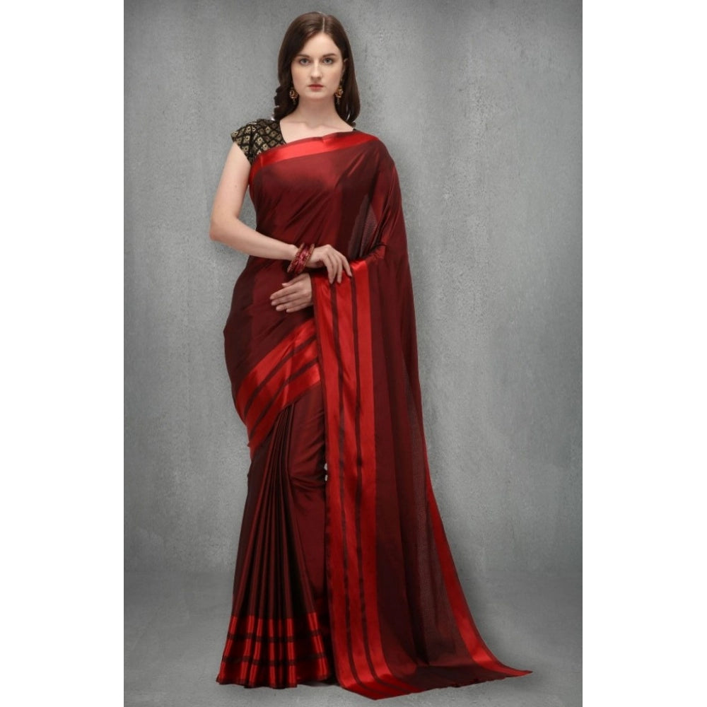 Women's Satin Silk Saree — Red · _Red