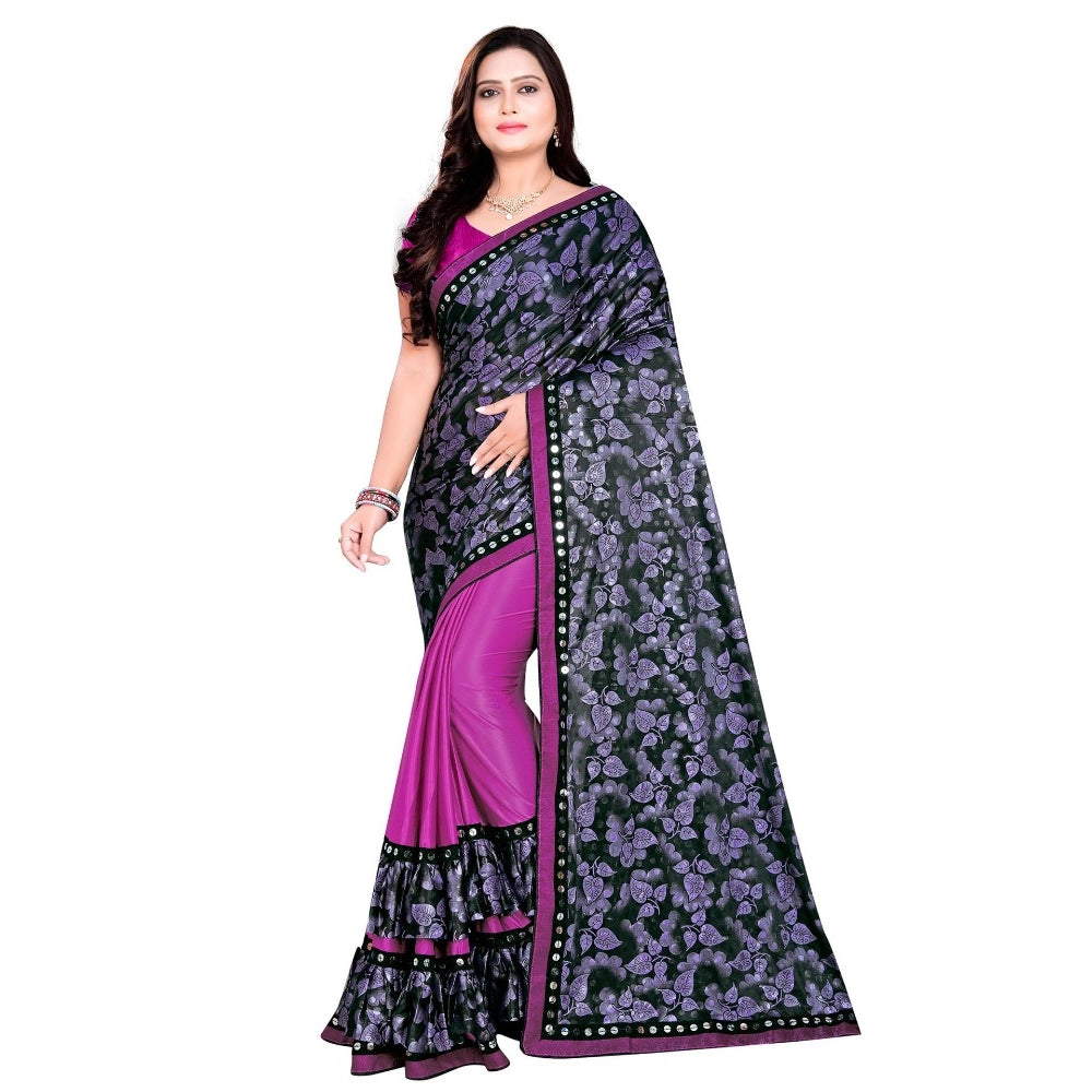 Women's Lycra Blend Saree — Purple · rple