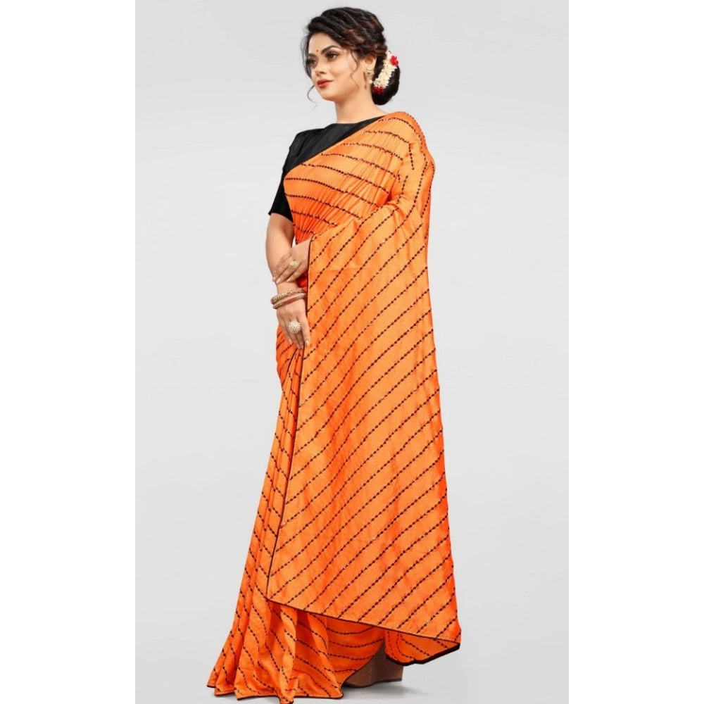 Women's Vichitra Saree — Orange