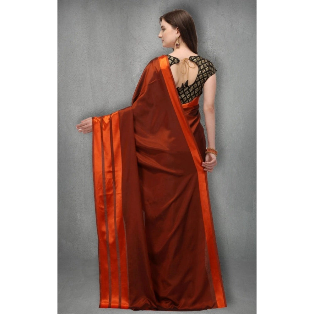 Women's Satin Silk Saree — Orange · ange