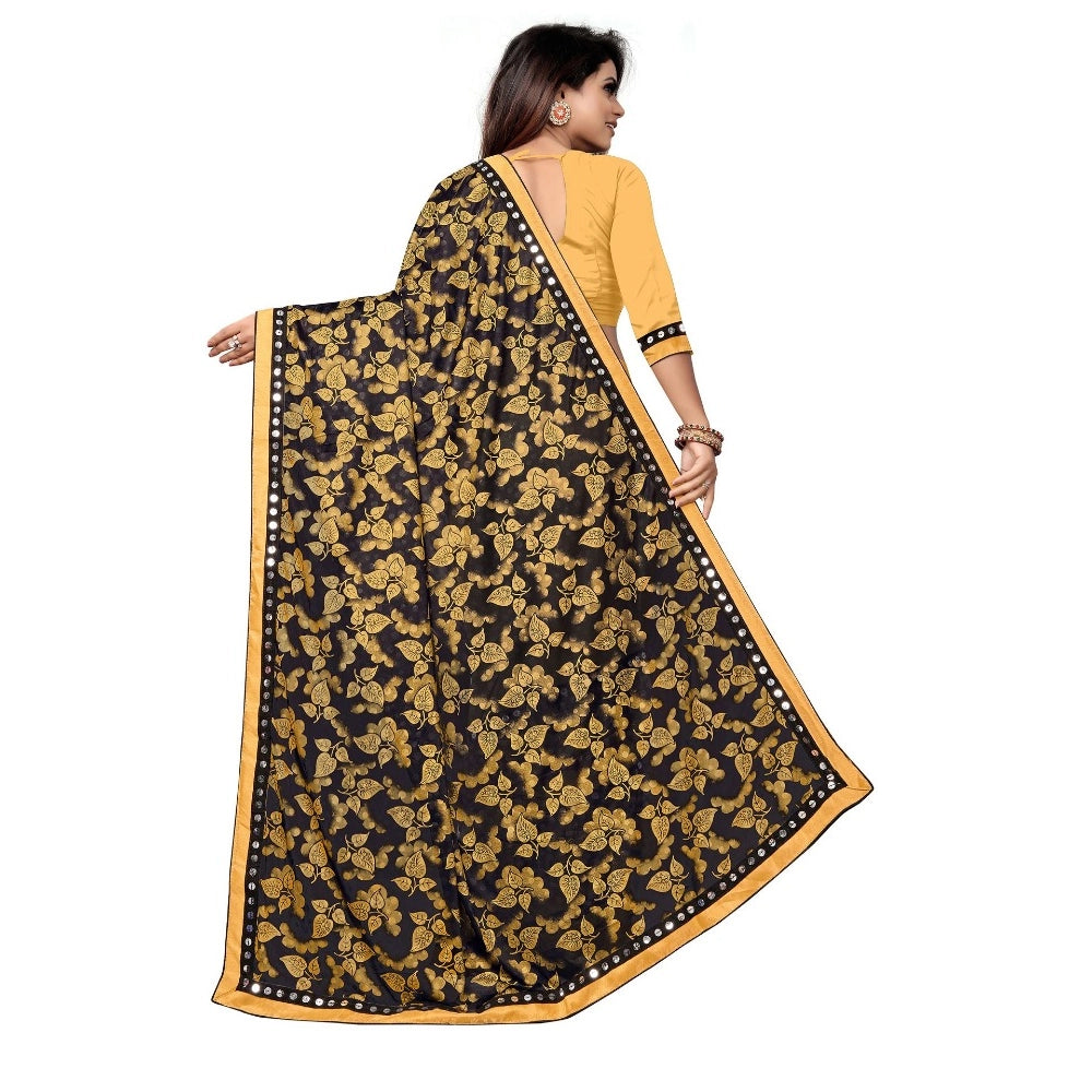 Women's Lycra Blend Saree — Mustard · tard