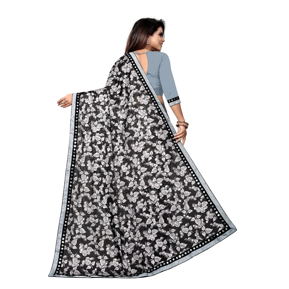 Women's Lycra Blend Saree — Grey