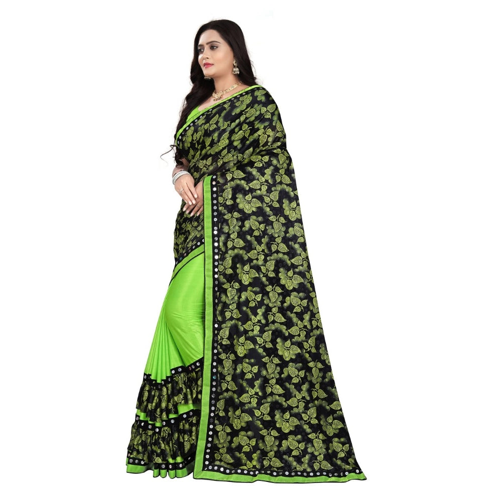 Women's Lycra Blend Saree — Pista