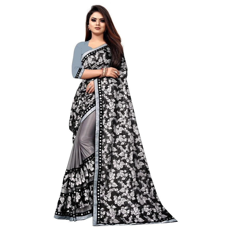 Women's Lycra Blend Saree — Grey