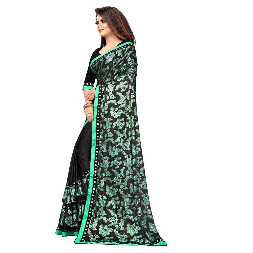 Women's Lycra Blend Saree — Green · reen