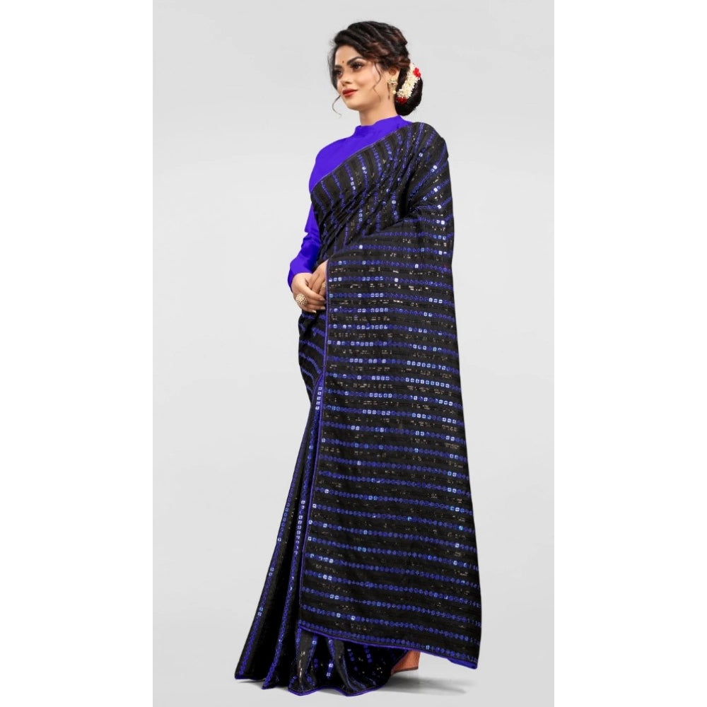 Women's Vichitra Saree — Blue